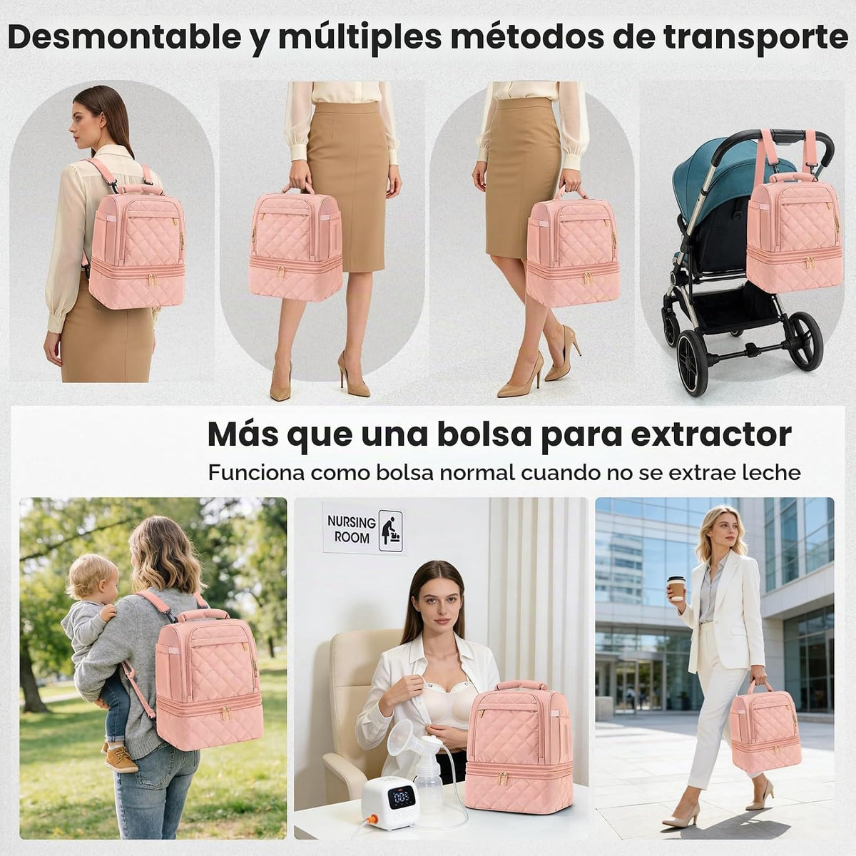 RAINSMORE Bolsa de extractor de leche portátil, bolsa de viaje para...