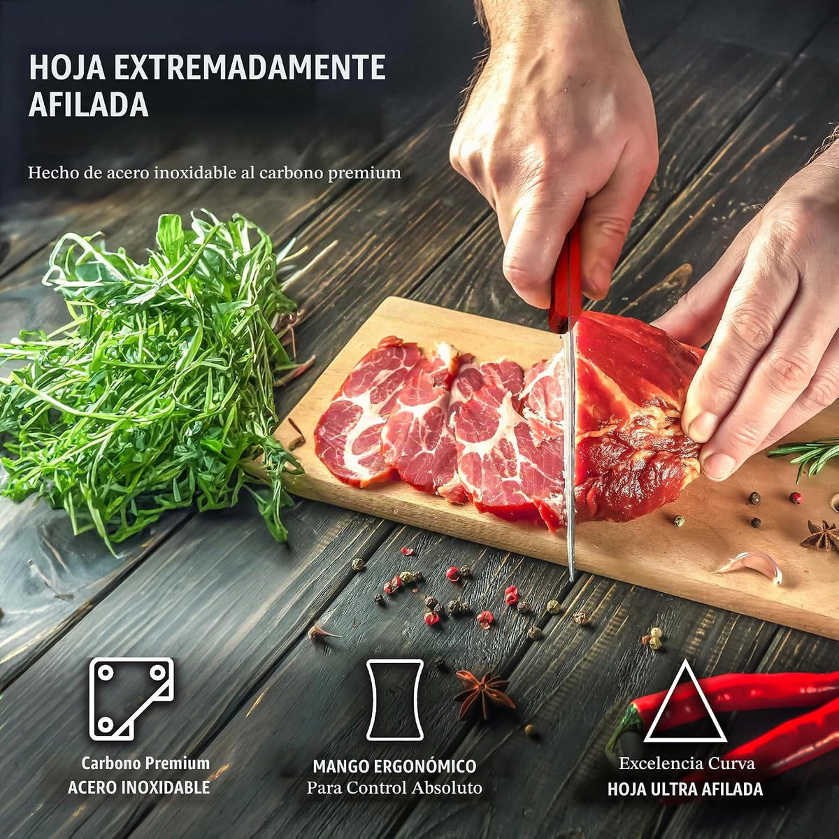 Moss &amp; Stone Juego de cuchillos de cocina rojos de 14 piezas co...