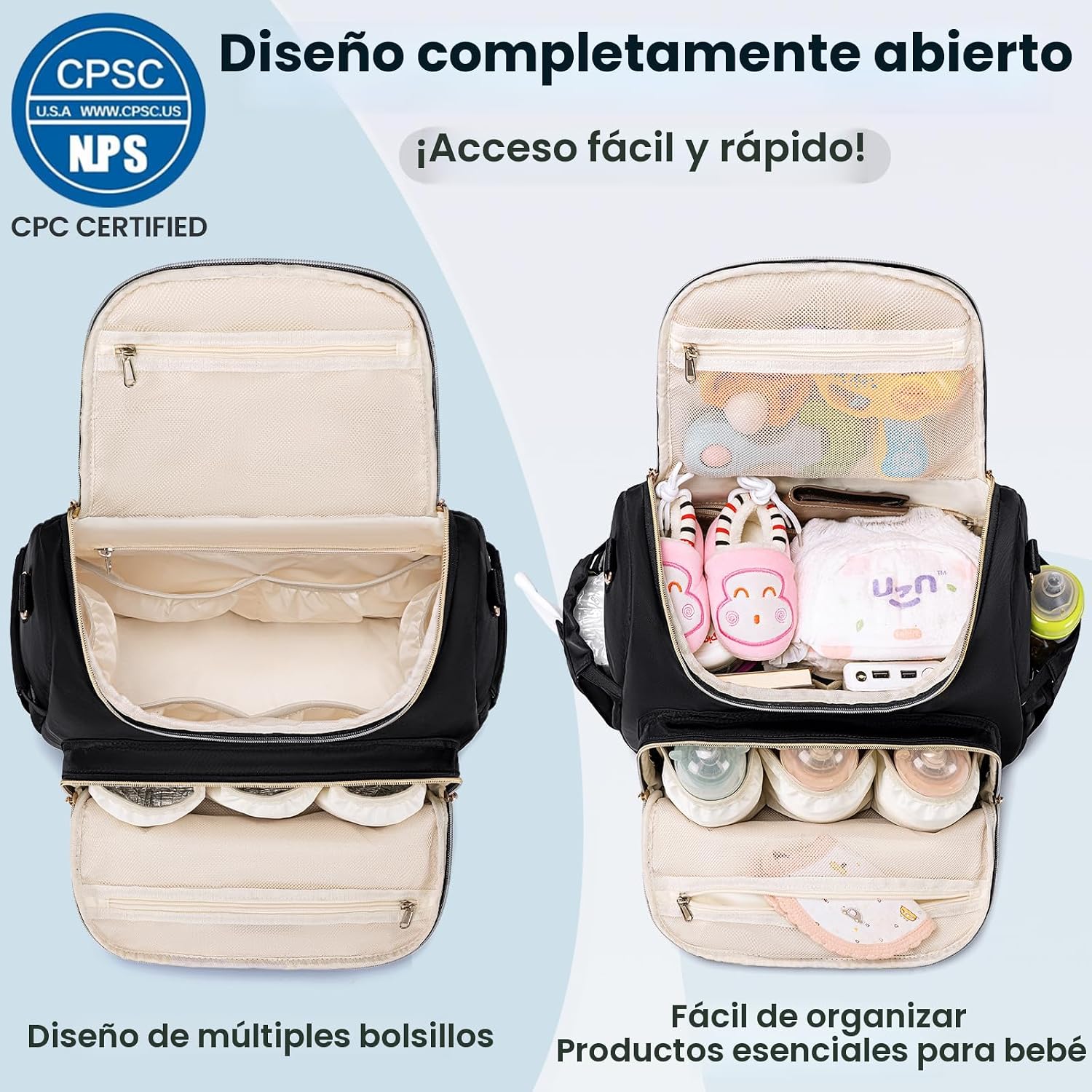 Tealari Mochila de pañales convertible 4 en 1, bolsa de pañales imp...