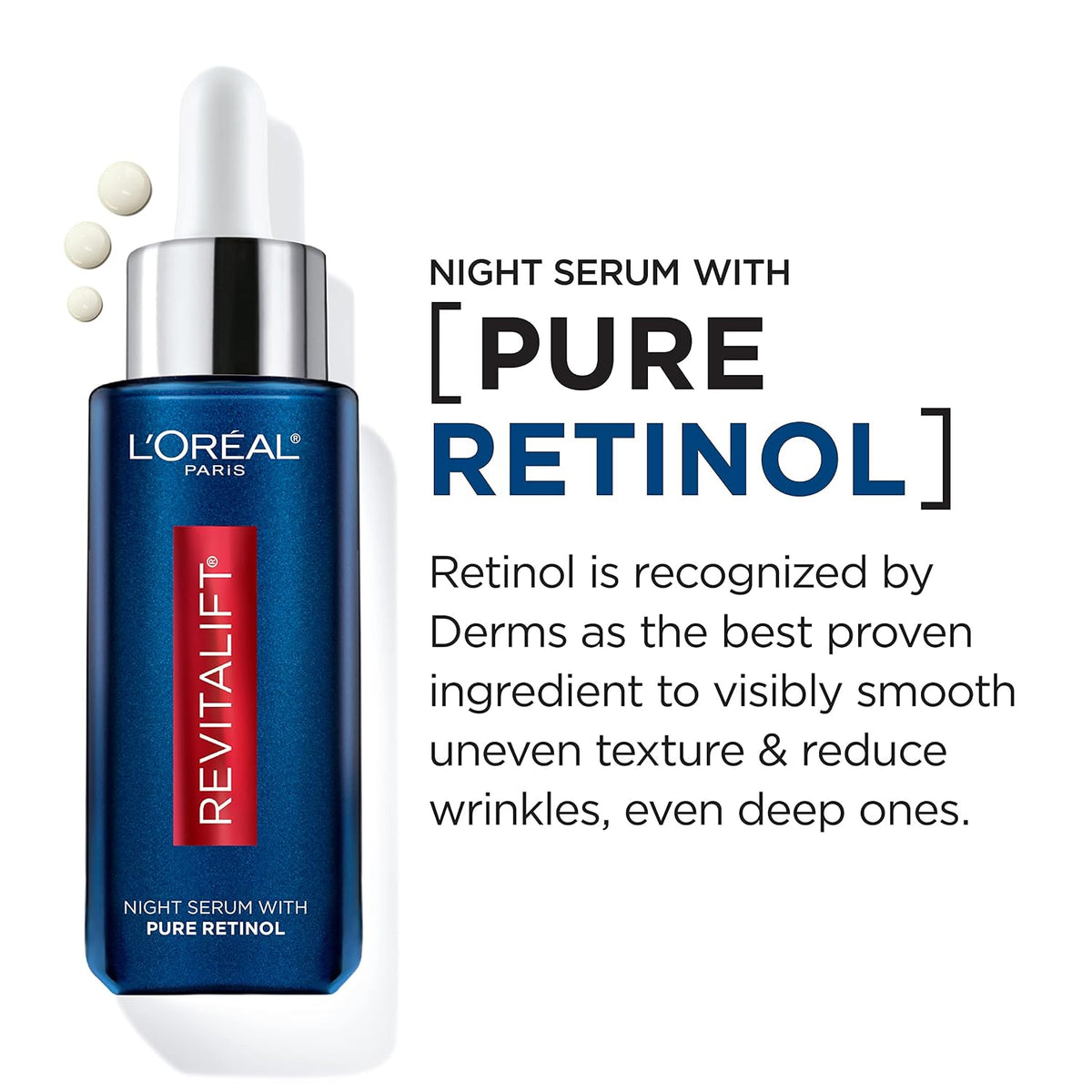 L'Oreal Paris Revitalift - Suero nocturno de retinol 0.3% puro,...