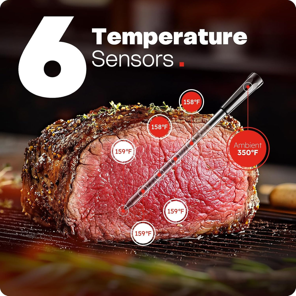 Termómetro digital inalámbrico para carne con Bluetooth, lectura in...