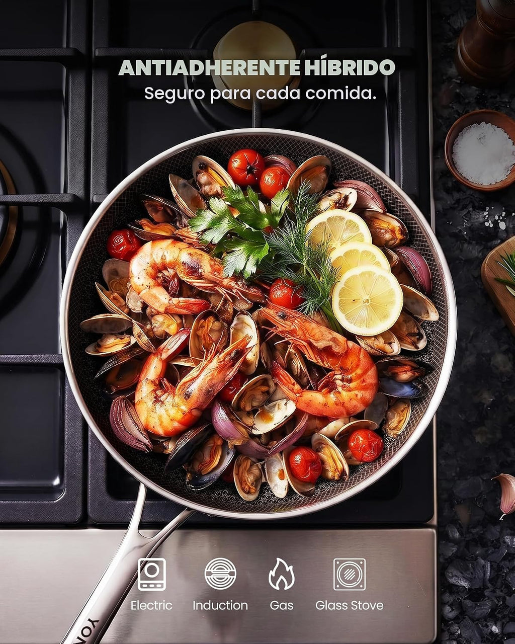 Juego de sartenes antiadherentes, 8+10+12 pulgadas con tapas, juego...