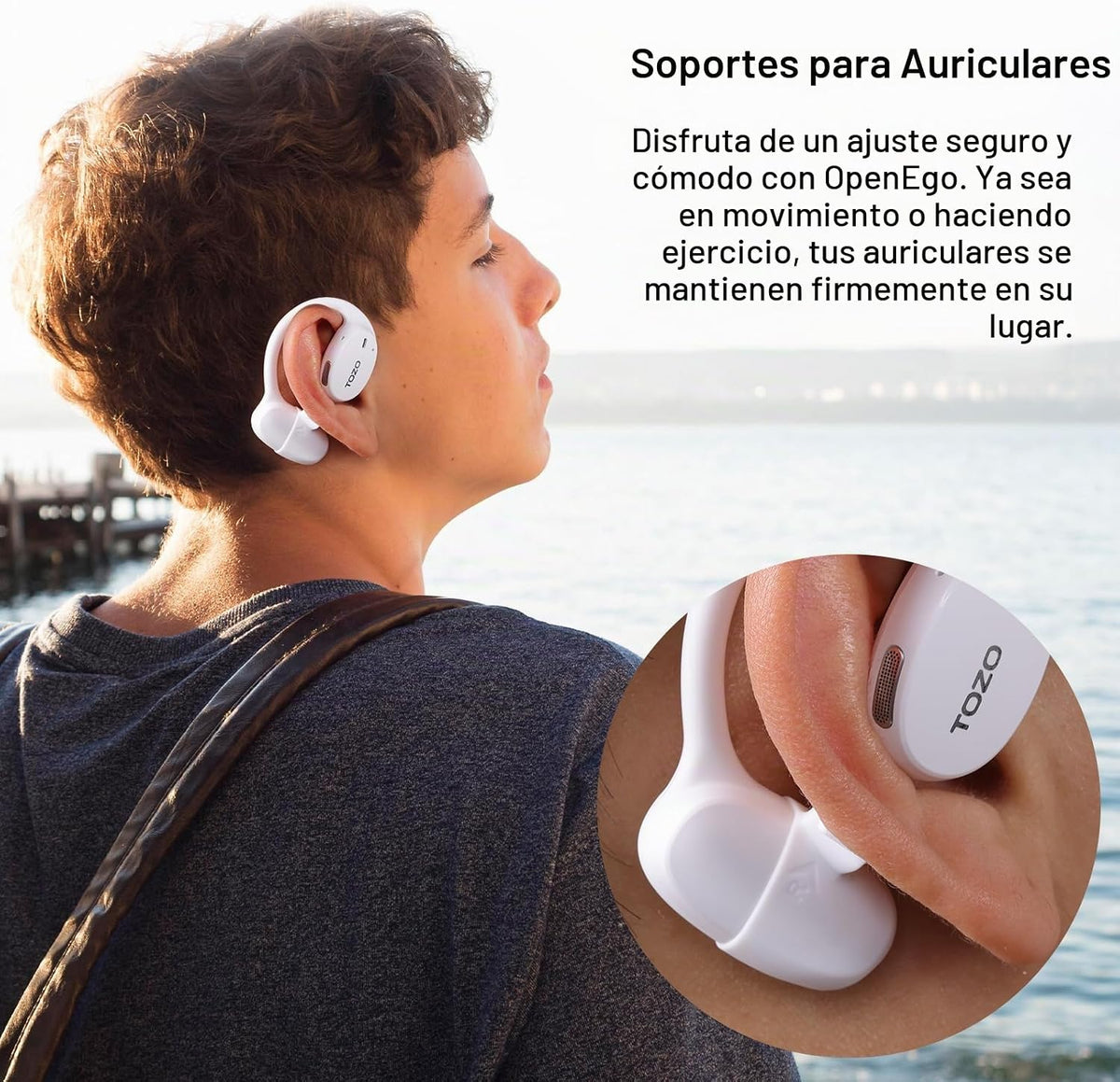 TOZO OpenEgo Auriculares abiertos 80H Bluetooth 5.3 Auriculares dep...