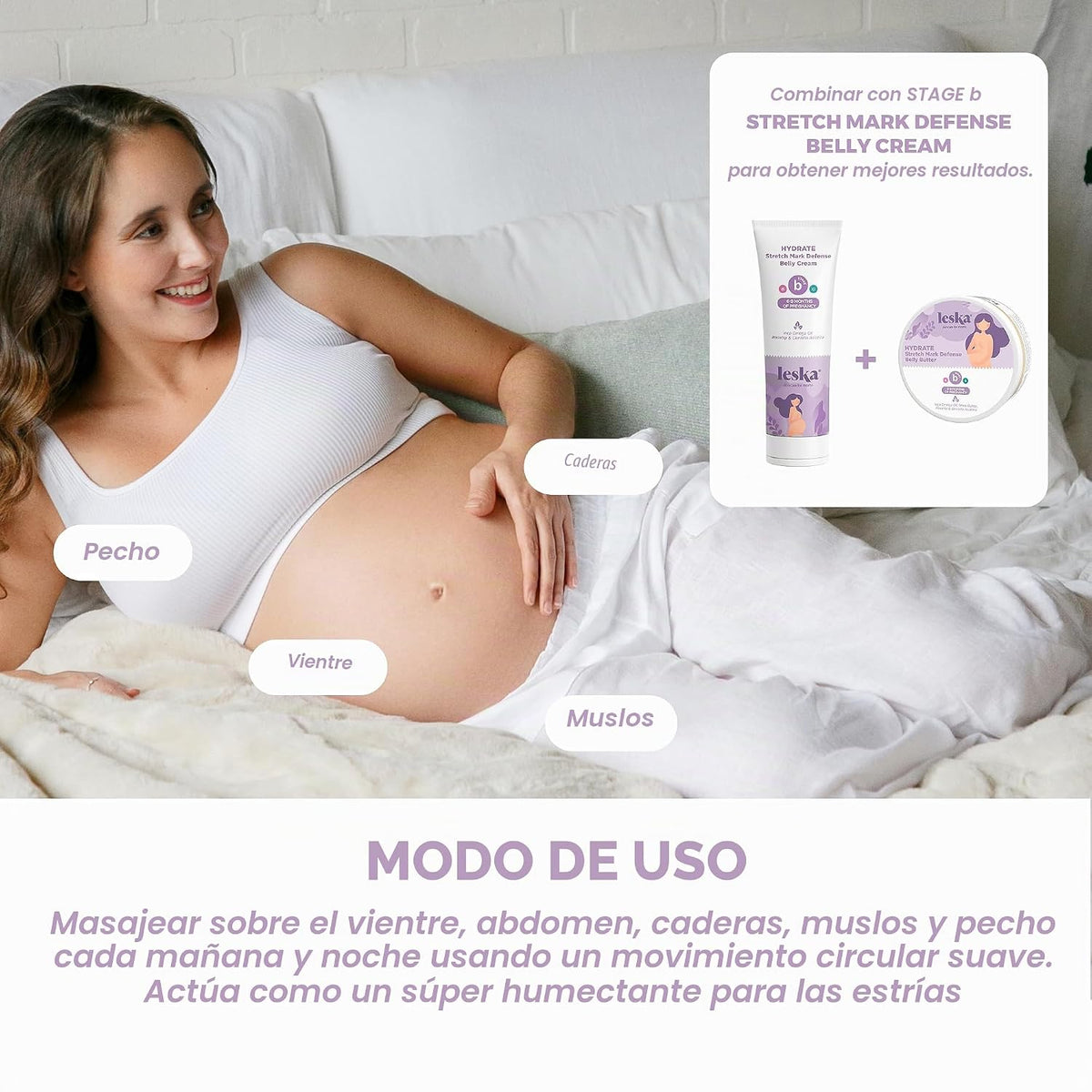 Leska Mantequilla de vientre para estrías de maternidad | Etapa B:...