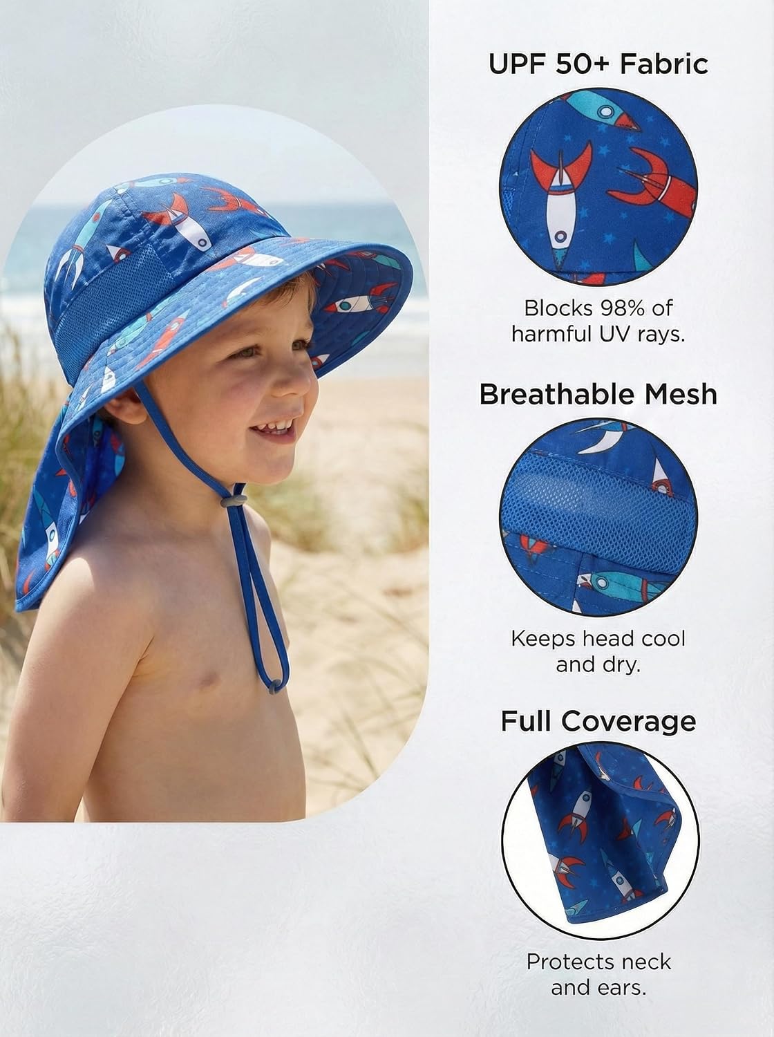 WINTOJO Sombrero de sol para niños pequeños, sombrero de pescador U...