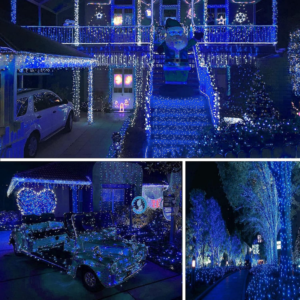 La secuencia azul conectable de la Navidad de 75,8 pies 200 LED enc...