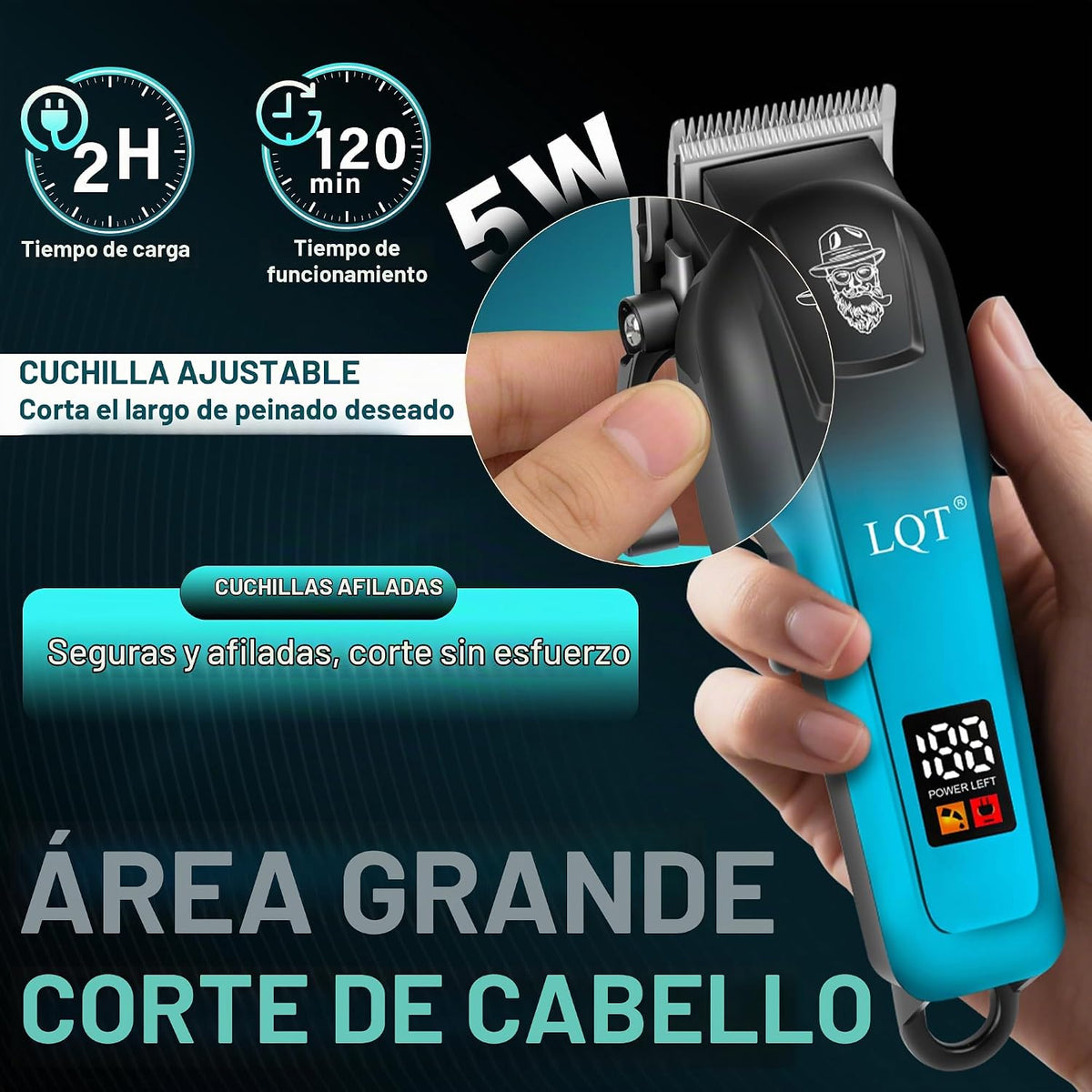 Cortapelos para hombres con pantalla LED, kit de aseo inalámbrico d...