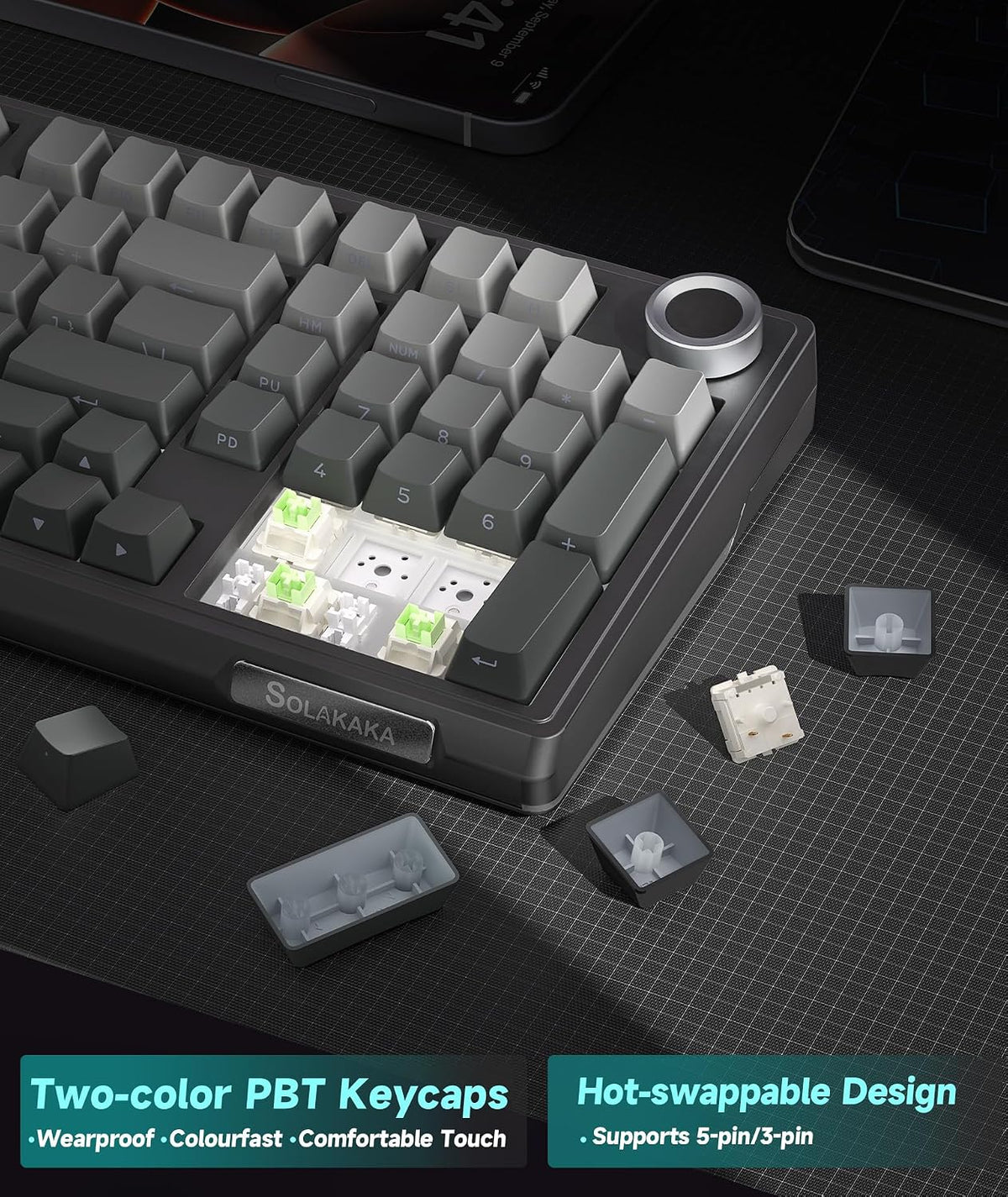 SOLAKAKA KI99 Pro Teclado mecánico inalámbrico 96% teclado RGB para...