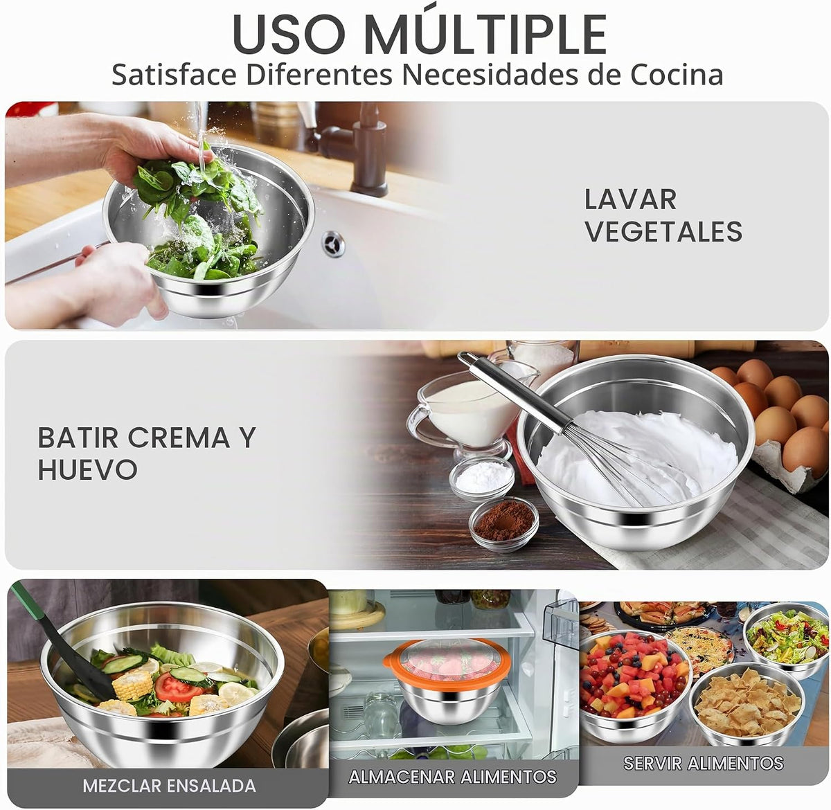 HaWare Juego de cuencos para mezclar con tapas herméticas transpare...