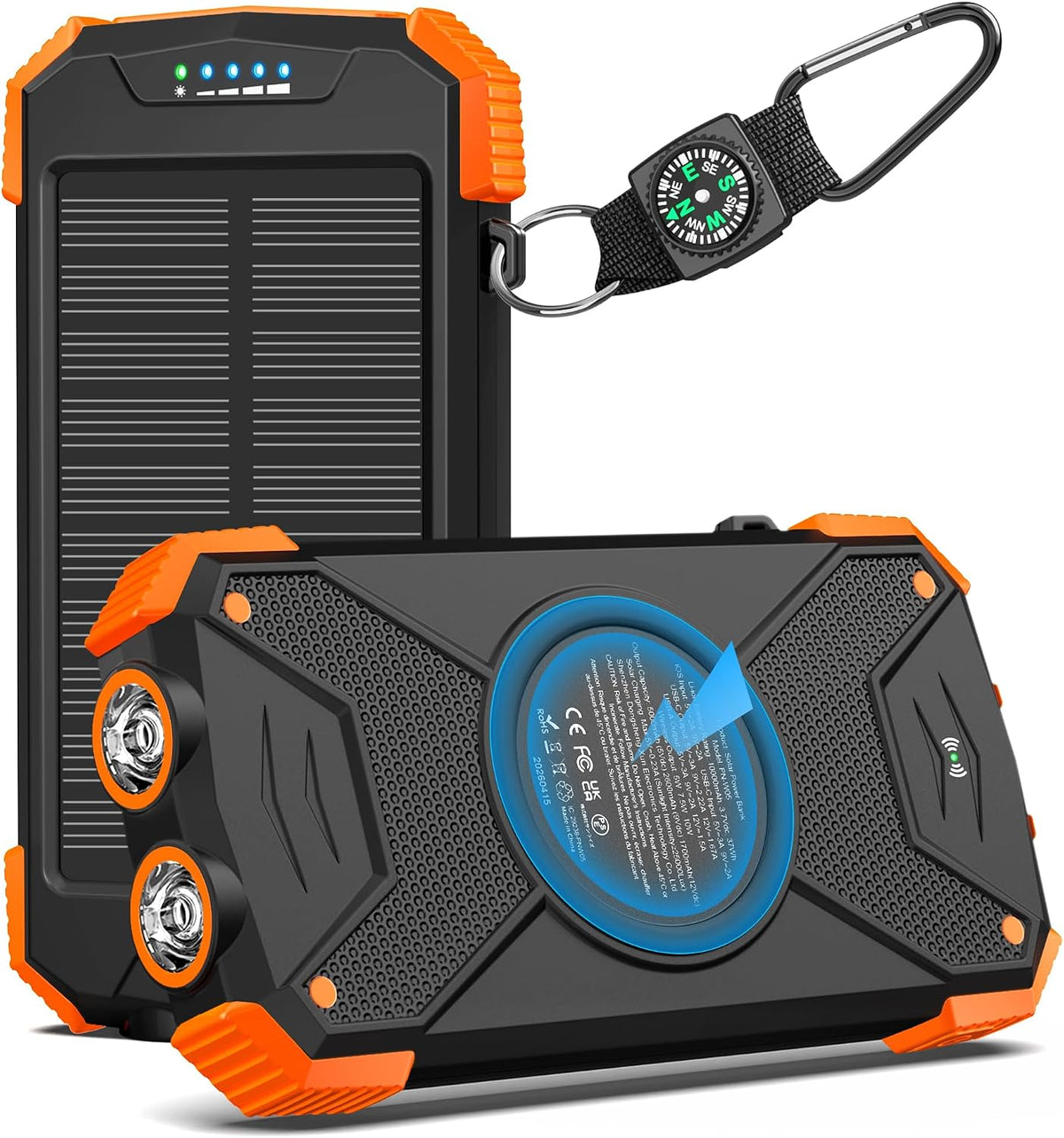 BLAVOR Solar Power Bank 10,000mAh Cargador inalámbrico portátil par...