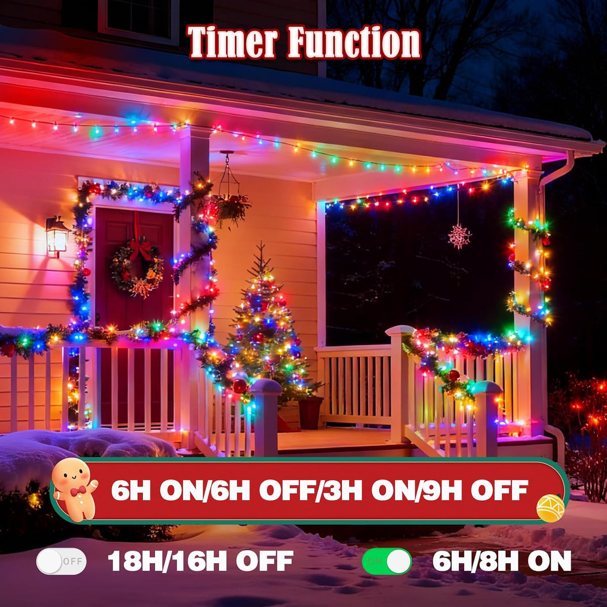 Tira de luces de Navidad con control por voz, 88 pies, 240 luces LE...