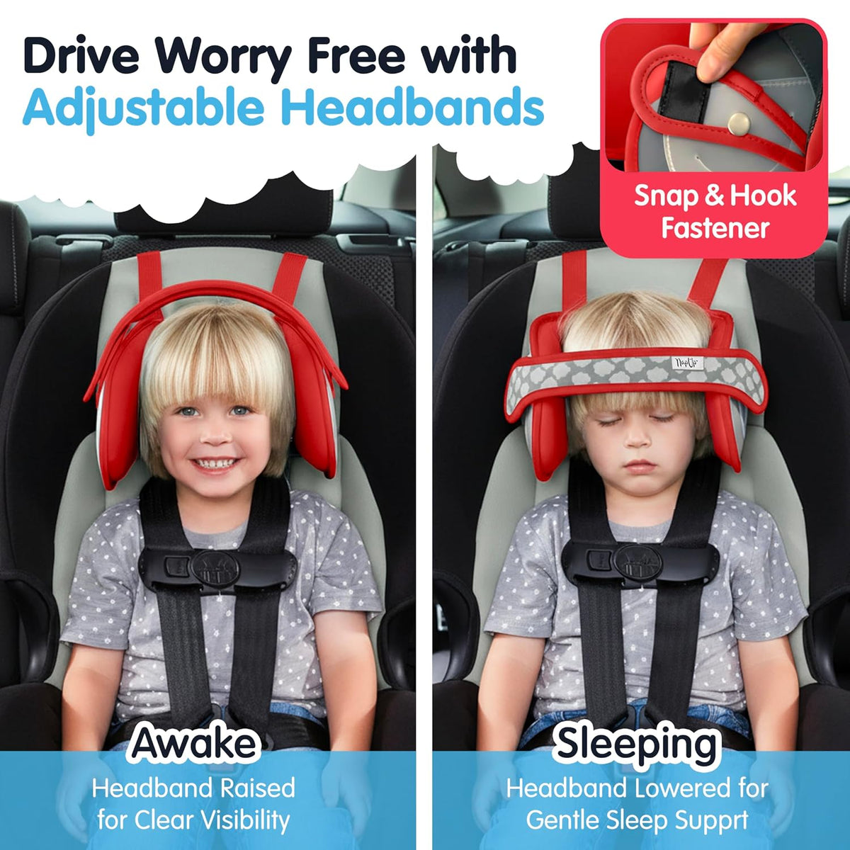 NapUp Soporte de cabeza de asiento de coche para niños pequeños - S...