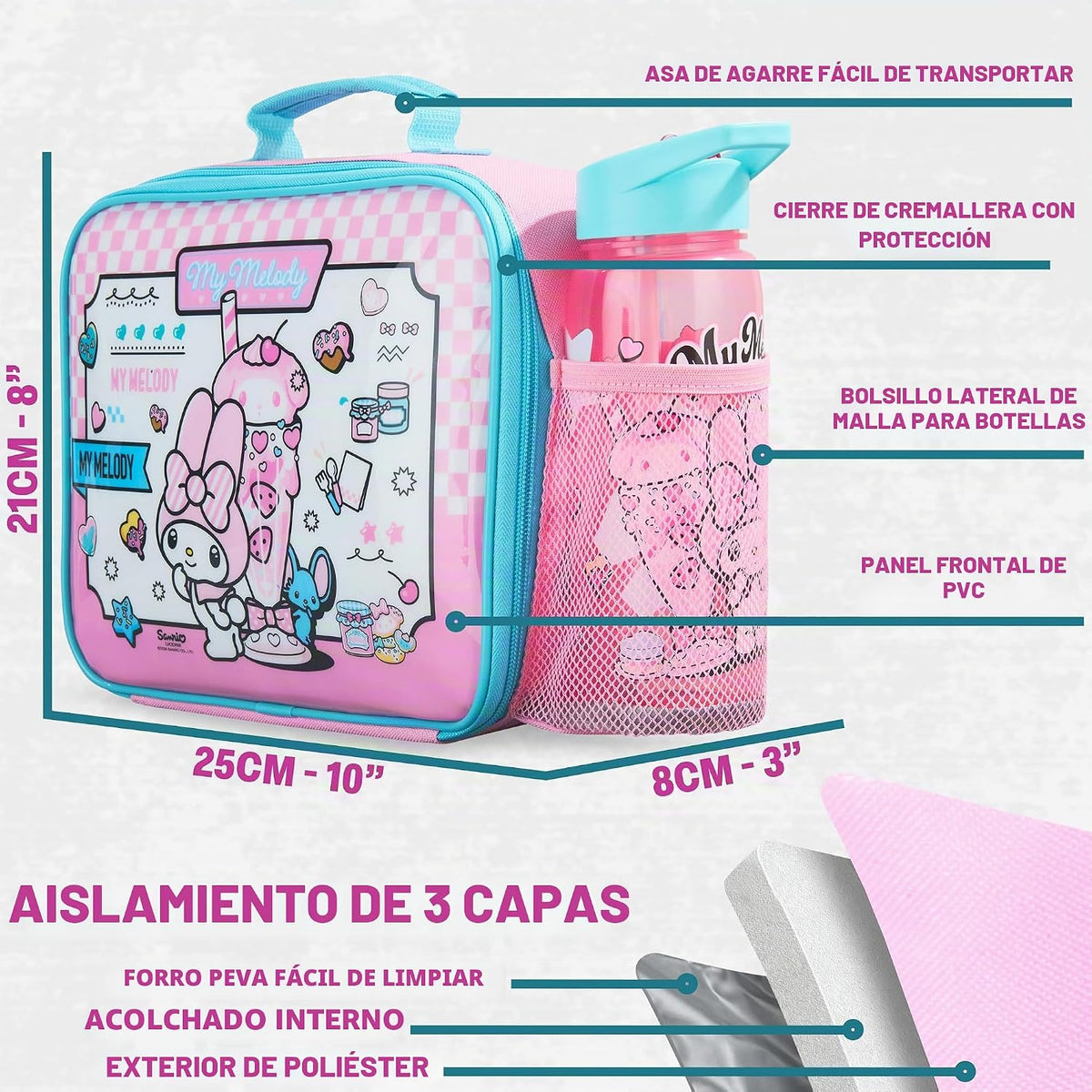 Get Trend My Melody Girls Bolsa de almuerzo, caja Bento y botella d...