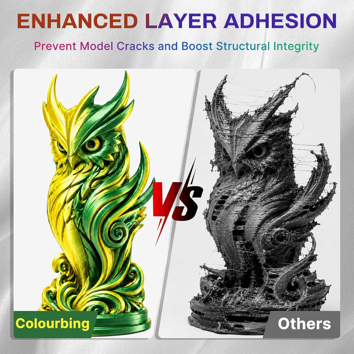 Colourbing Filamento de impresora 3D PLA+ de seda presecado de dobl...