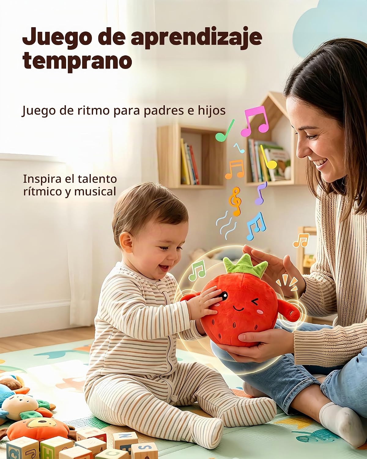Juguete sensorial musical de felpa suave, juguete de peluche intera...
