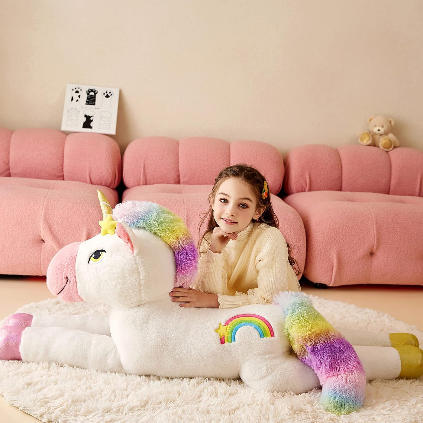 Tumyay Peluche de unicornio gigante, juguete suave de 51 pulgadas,...