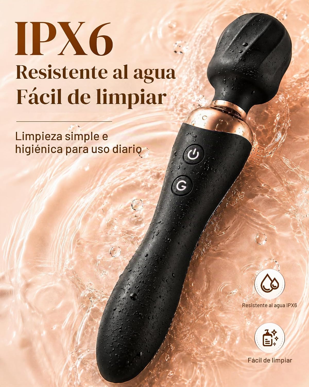 MOOLIGIRL Masajeador de mano vibrador de doble extremo, herramienta...