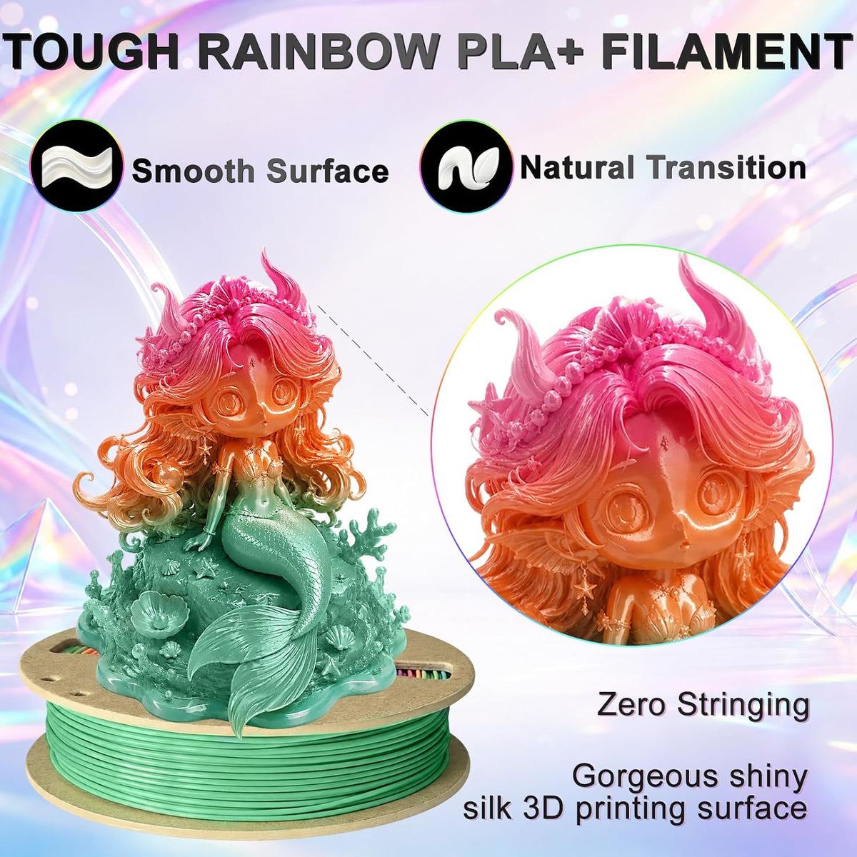 Frucindra Paquete de filamentos para impresora 3D de seda PLA+ tric...