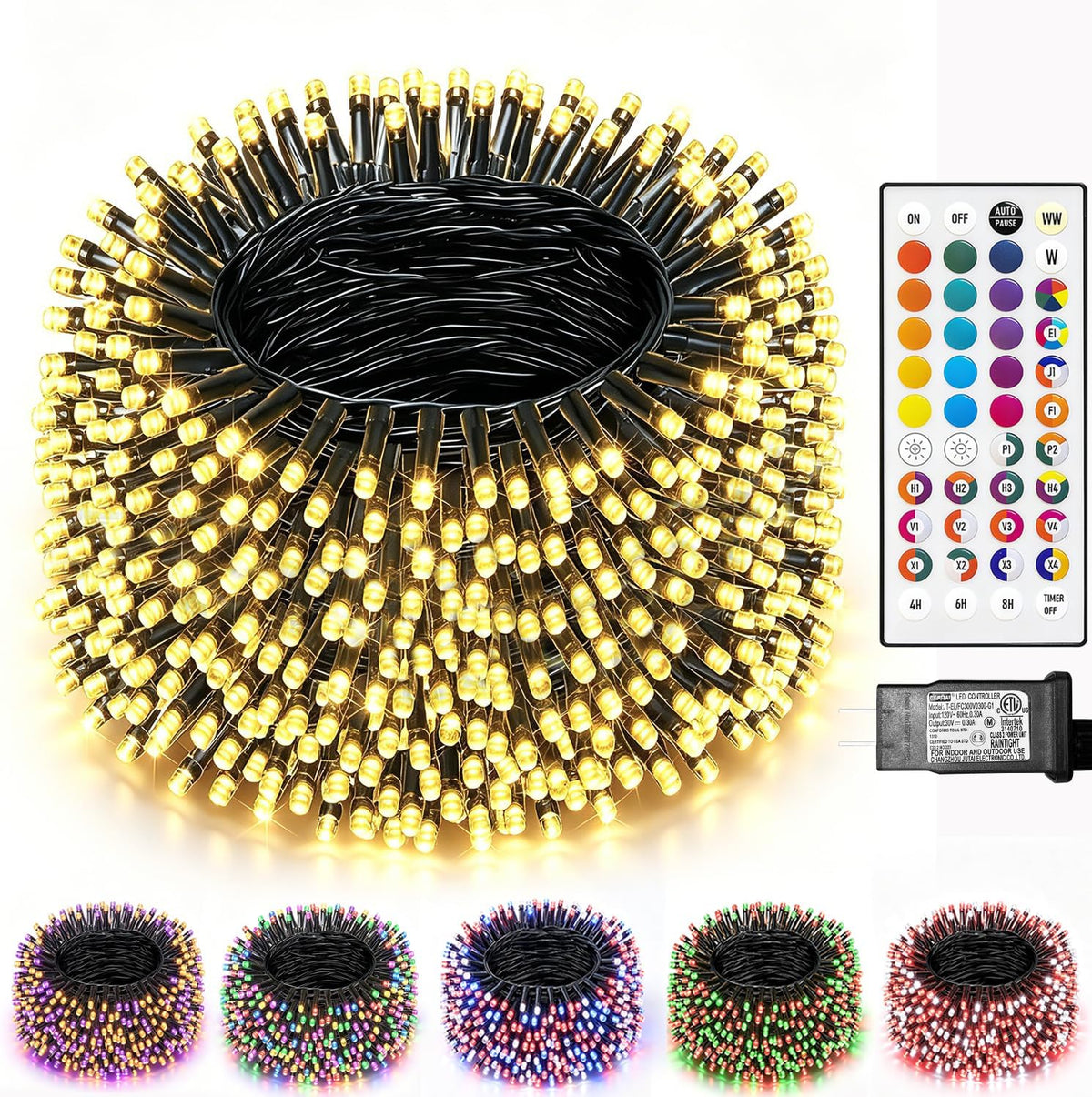 Luces de Navidad que cambian de 35 colores, 98 pies, 300 luces LED...