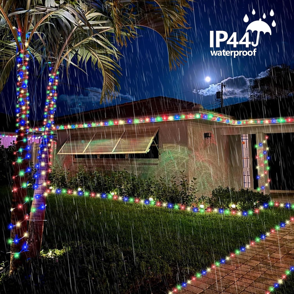 QITONG Cuerda de luces solares para exteriores, 66 pies, 200 luces...