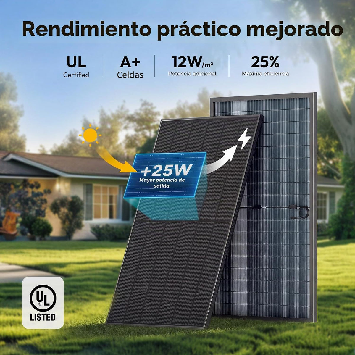 JJN Bifacial 2 paneles solares tipo N de 425 vatios, total 850 W, U...