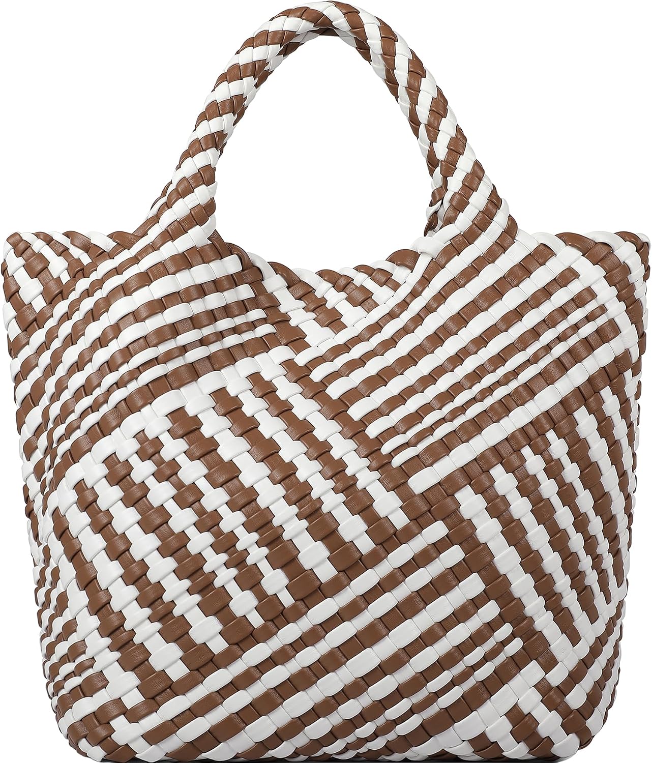 Bolso tejido para mujer, bolso tote de cuero vegano grande para ver...