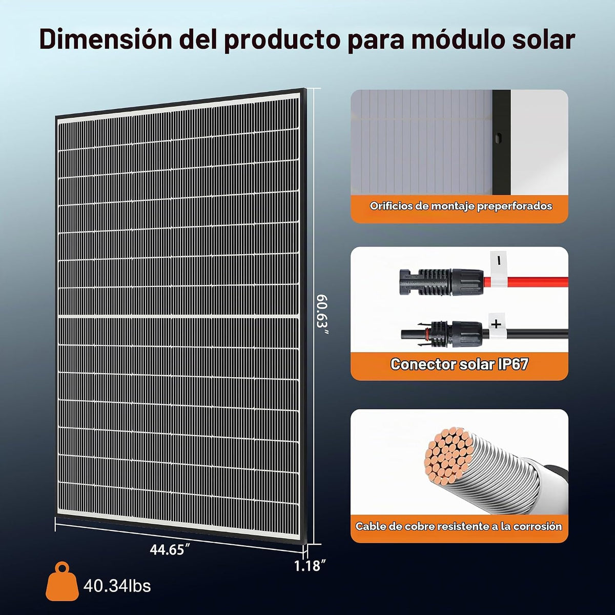 Xilanseek Panel solar bifacial de 400 W, kit de panel solar monocri...