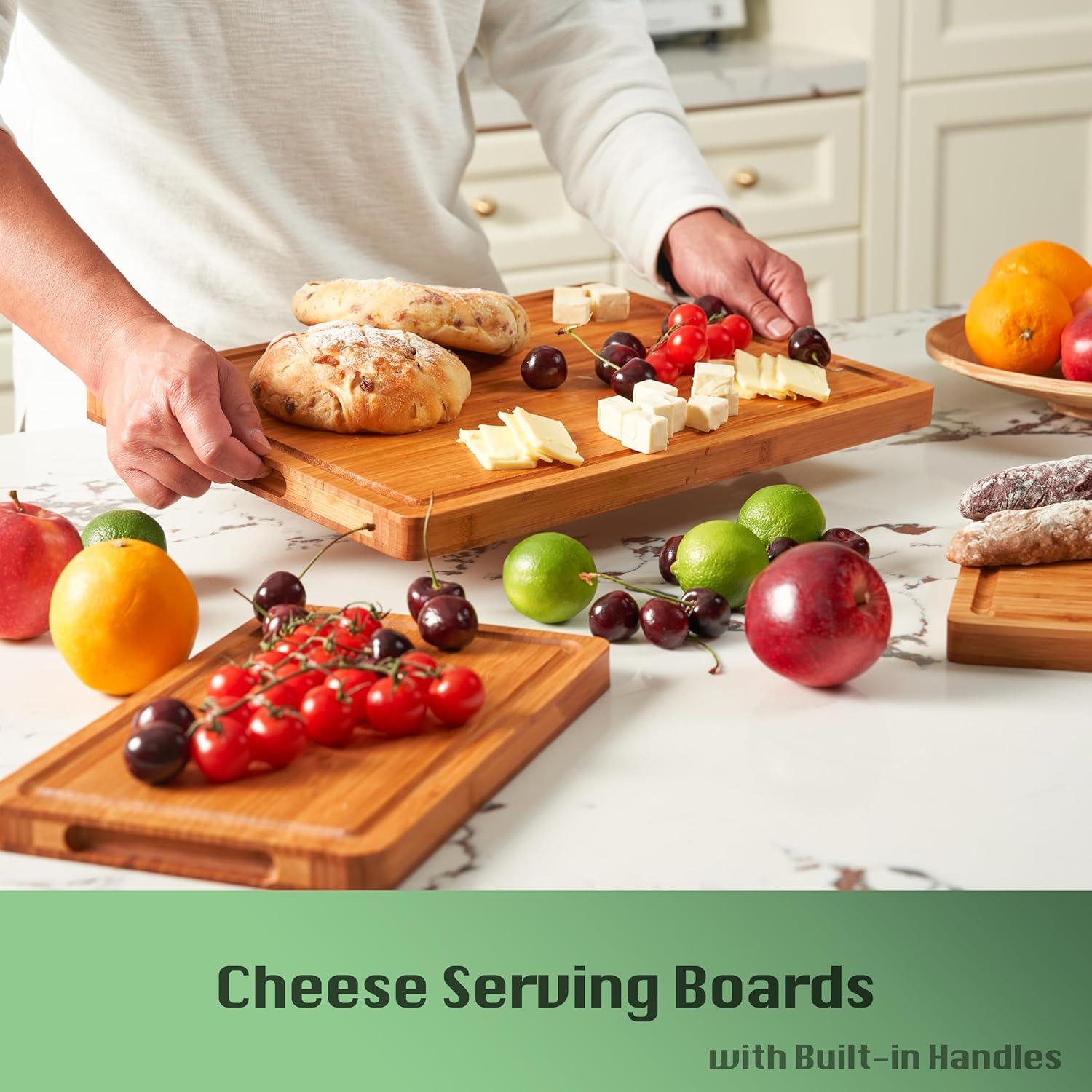 Allsum Tablas de cortar de madera extra gruesas para cocina (Juego...