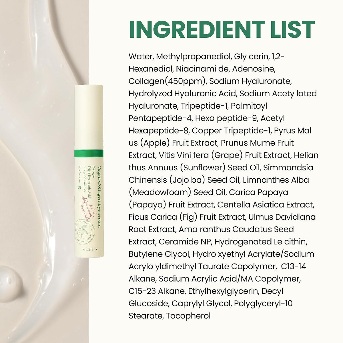 Suero para ojos de colágeno vegano AXIS-Y con 2% de niacinamida, pé...