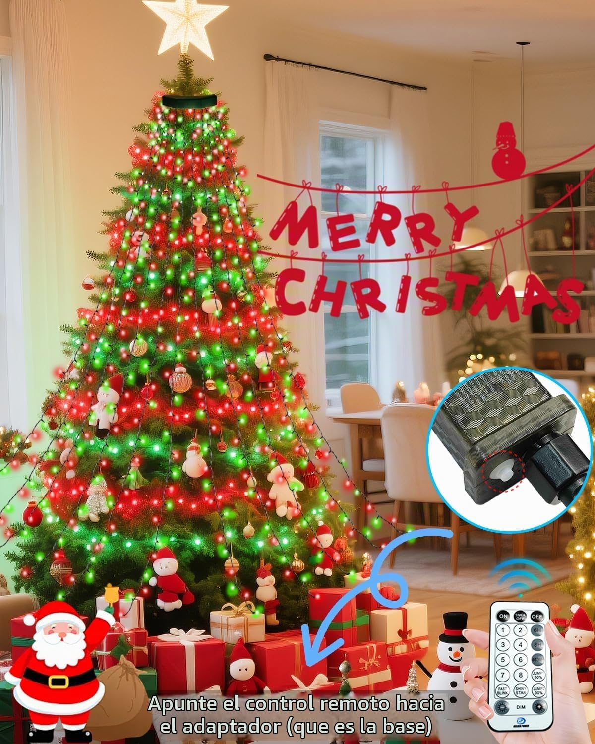 Luces para árbol de Navidad para interiores con control de voz y co...