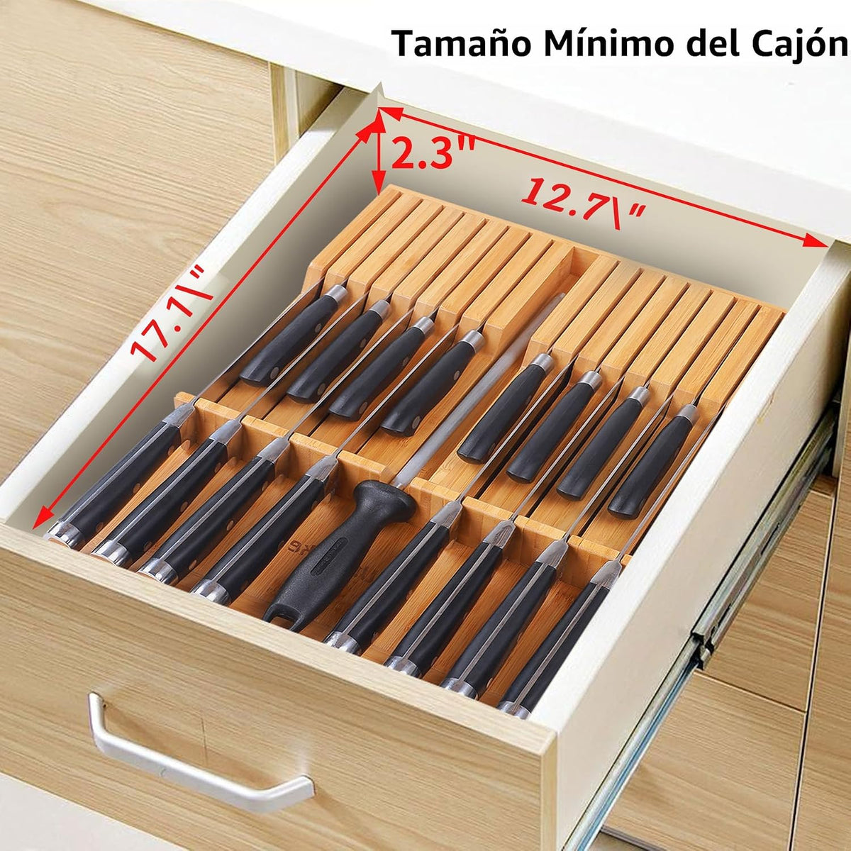 Utoplike - Bloque de cuchillos para cajones de bambú, organizador g...