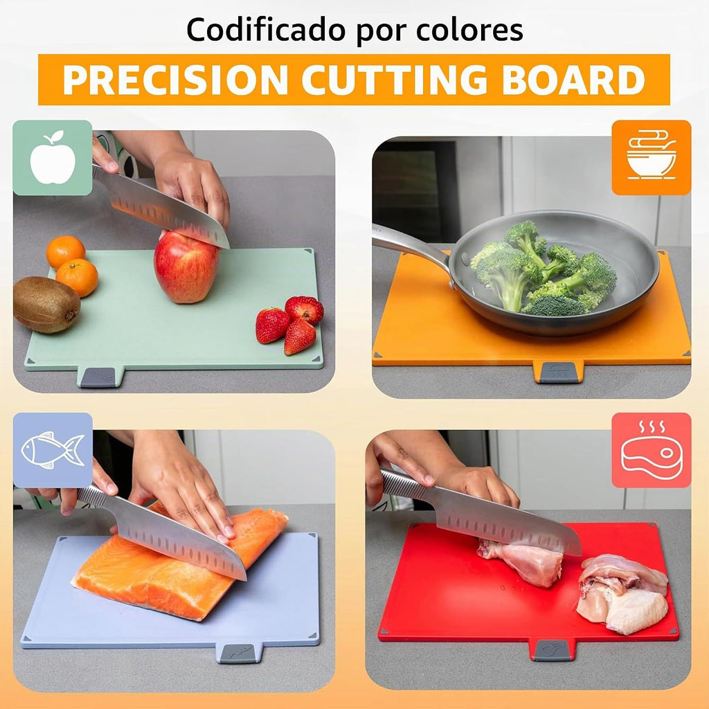 EZTICO Juego de tablas de cortar no tóxicas de 4 piezas con tijeras...