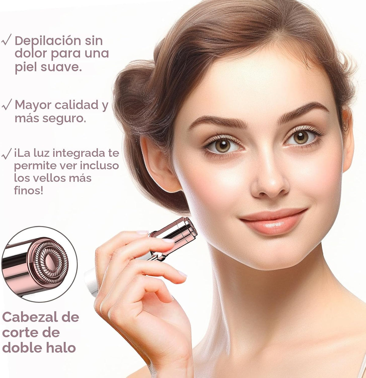 innobeaut Removedor de vello facial sin dolor para mujeres, recarga...