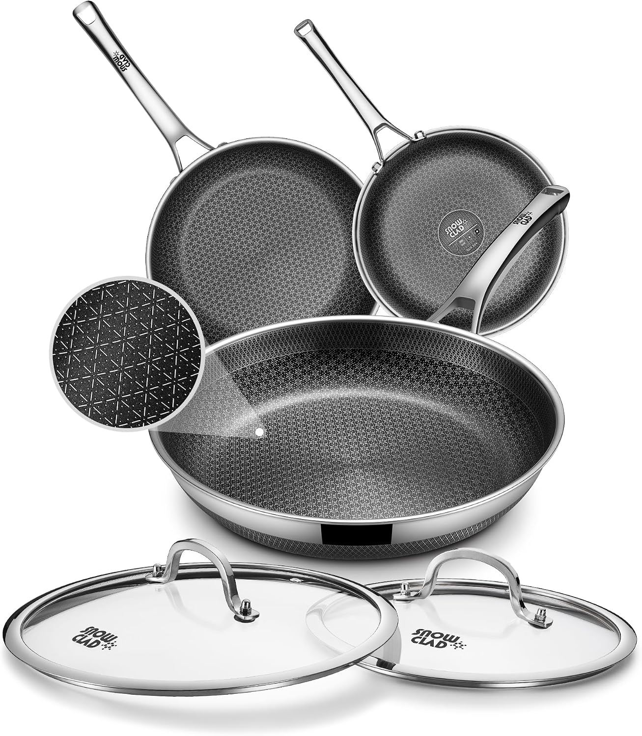 Juego de sartenes antiadherentes,Sartén de acero inoxidable de 8\/1...