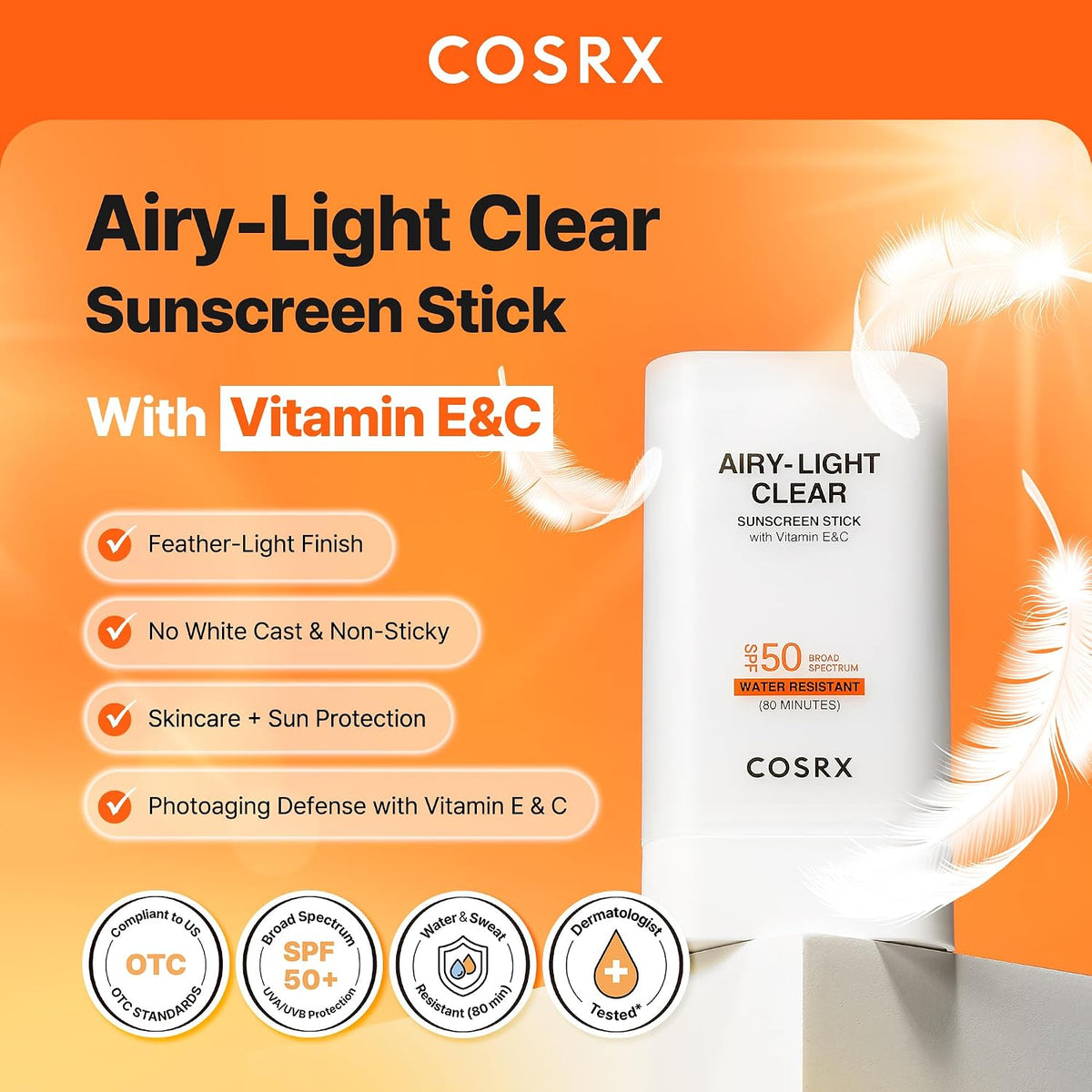 COSRX Protector solar con vitamina E y luz aireada con llavero de r...
