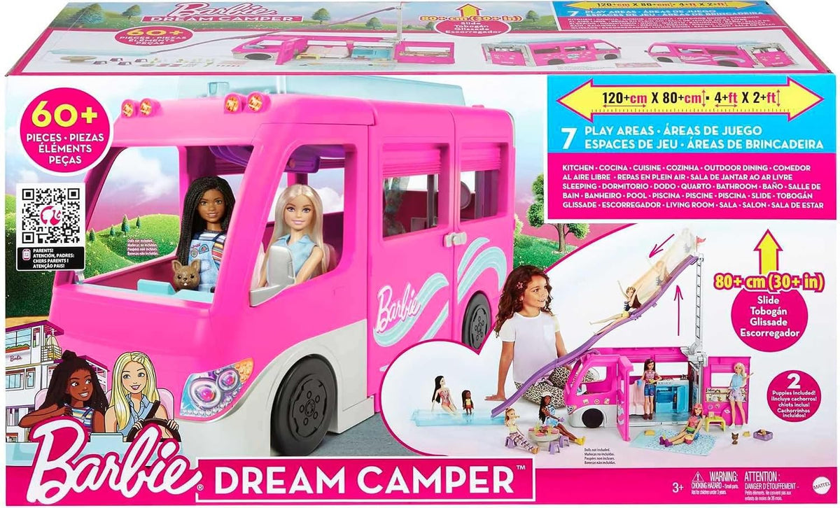 Barbie DreamCamper Juego y accesorios para acampar | Incluye tobogá...