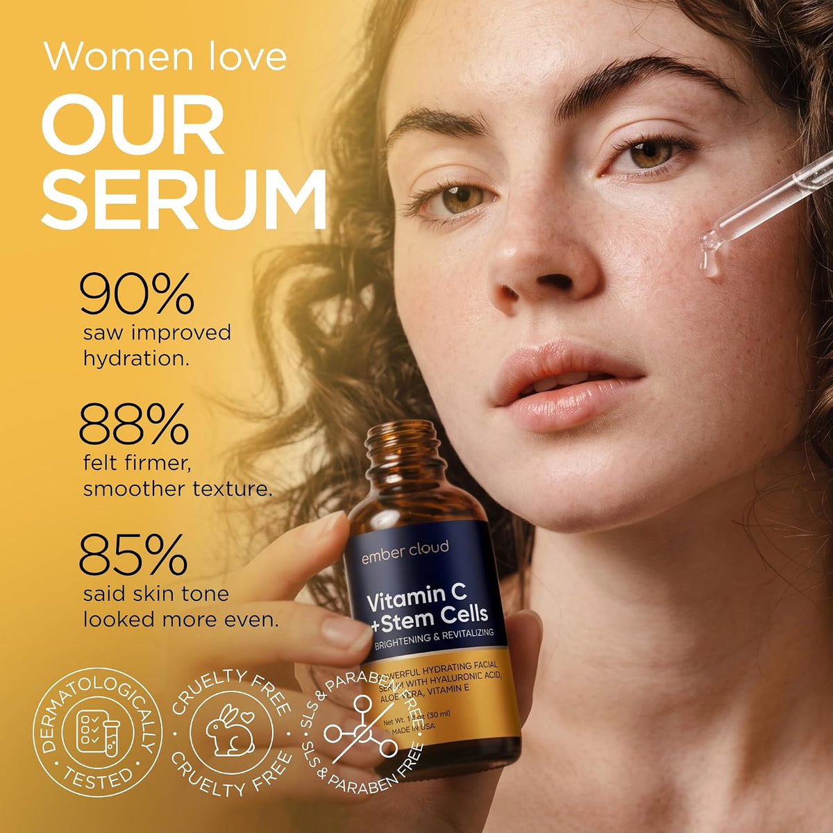Ember Cloud Suero de vitamina C para rostro con células madre y áci...