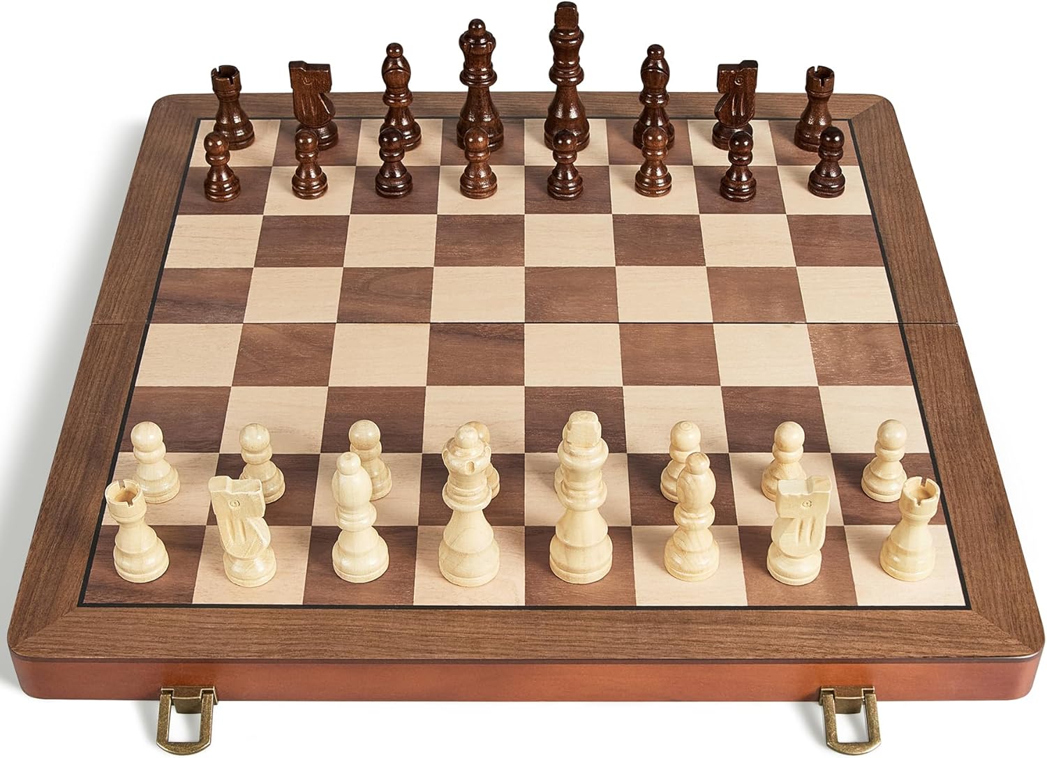 ELONGDI Juego de ajedrez de madera de 15" con piezas magnéticas...