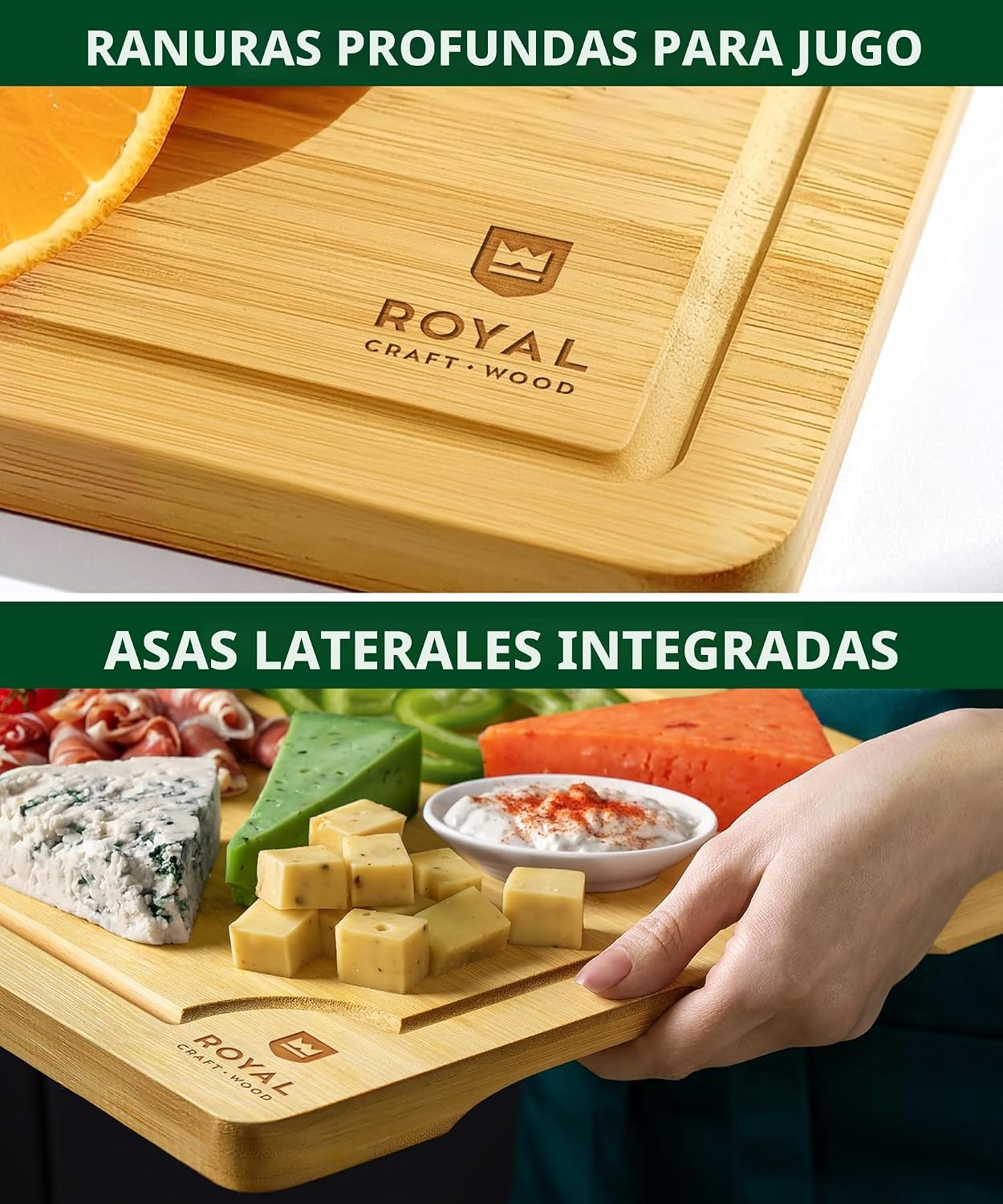 ROYAL CRAFT WOOD Tablas de Cortar Premium para Preparación de Comid...