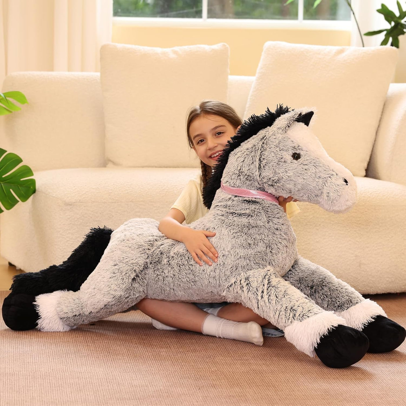 Tezituor Almohadón de cuerpo de pony de peluche gigante de 47 pulga...