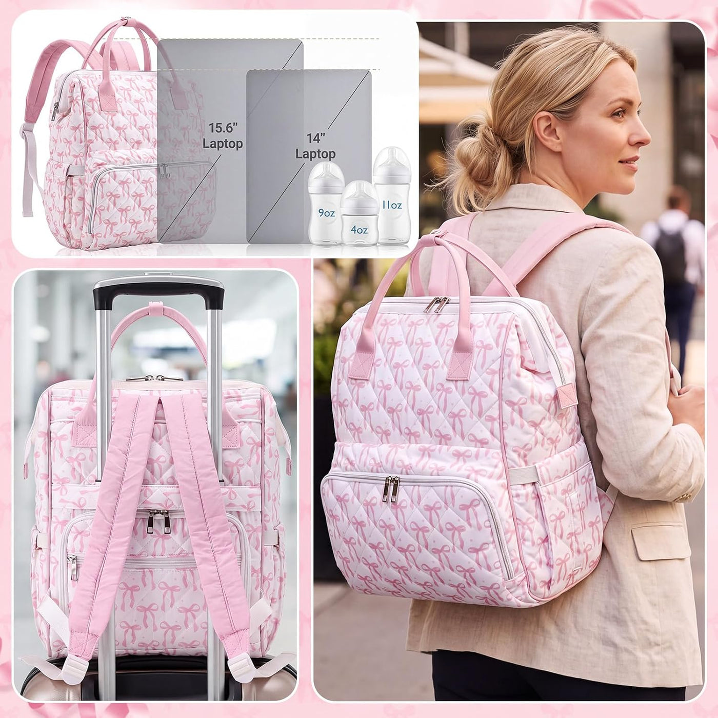 Mochila acolchada para pañales para bebé, bolsa de pañales para niñ...