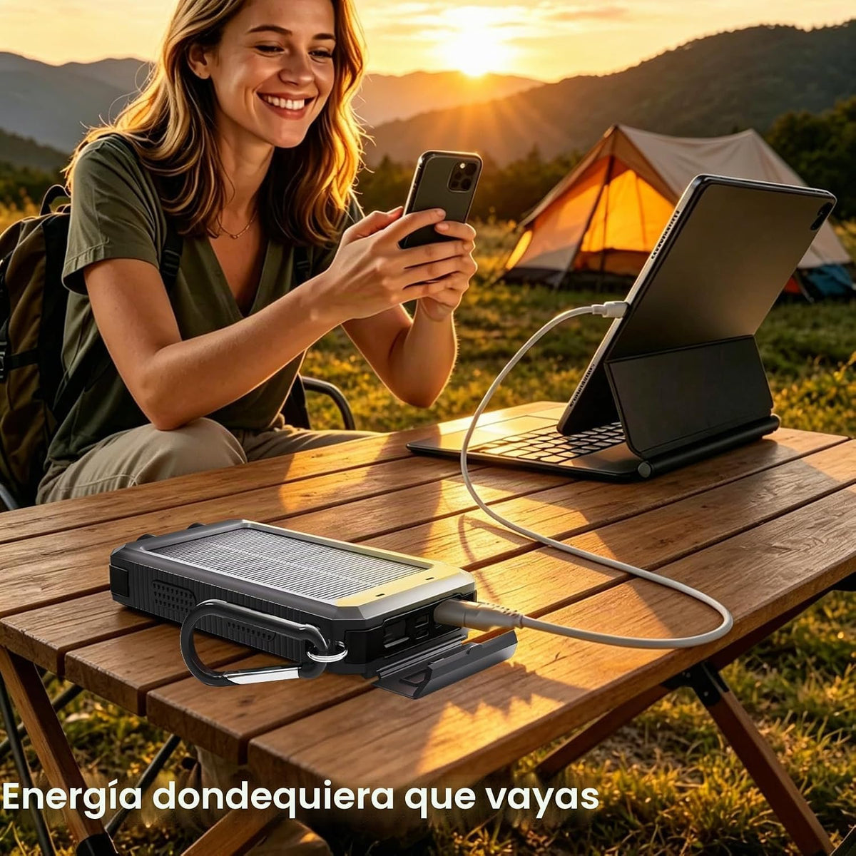 Banco de energía solar 38800mAh cargador portátil para teléfono con...