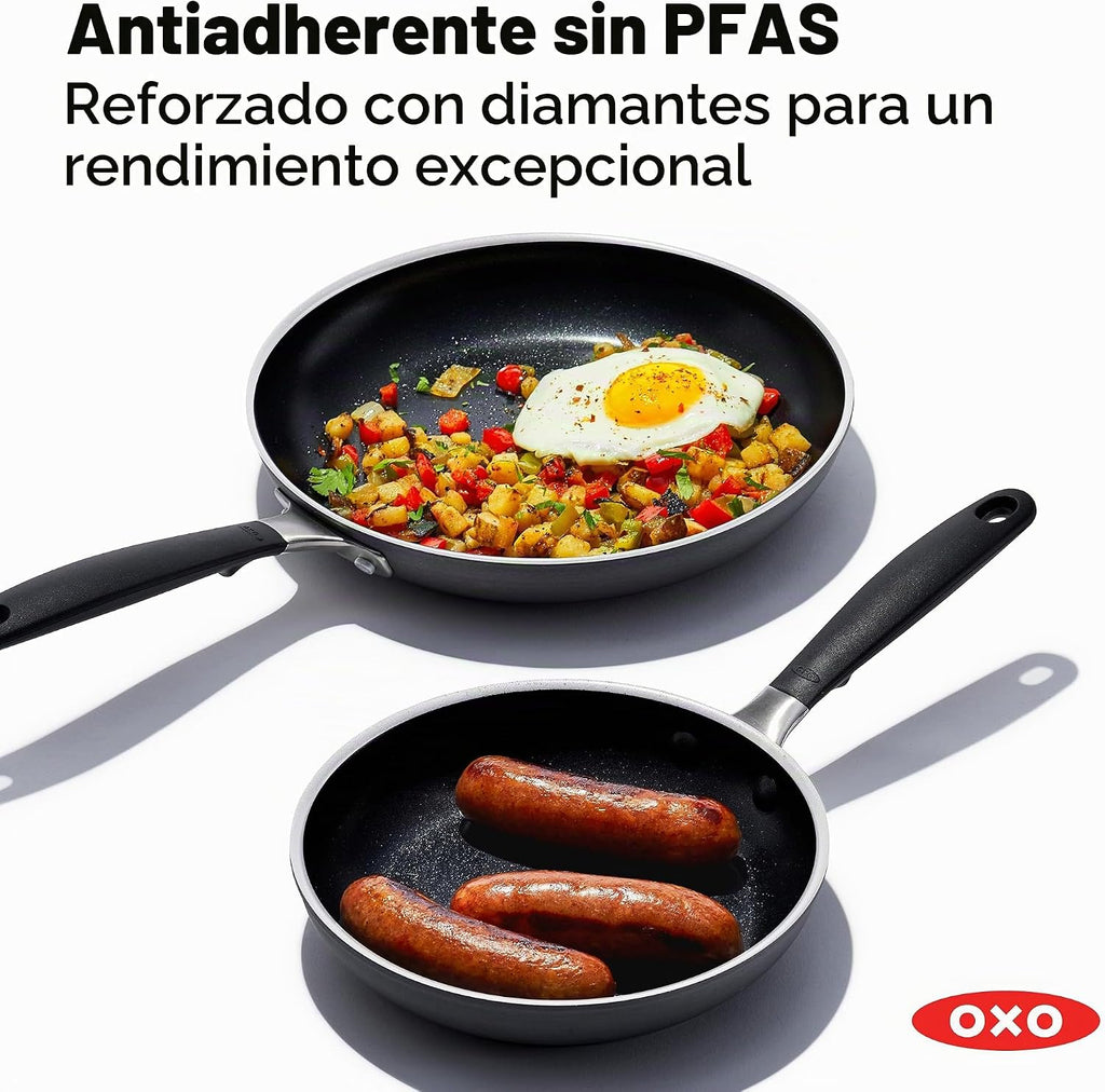 OXO - Juego de sartenes antiadherentes de todos los días, mangos de...