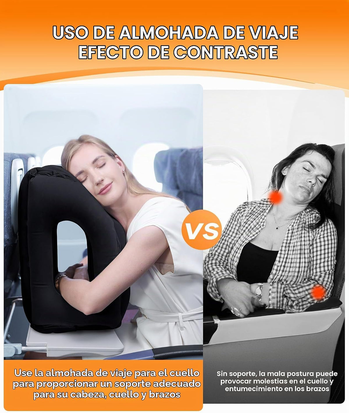 Sunany Almohada de viaje, almohada de avión mejorada para vuelos la...
