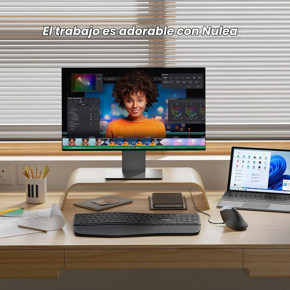 Nulea M504 Ratón Vertical con Cable, Ratón Óptico Ergonómico USB co...