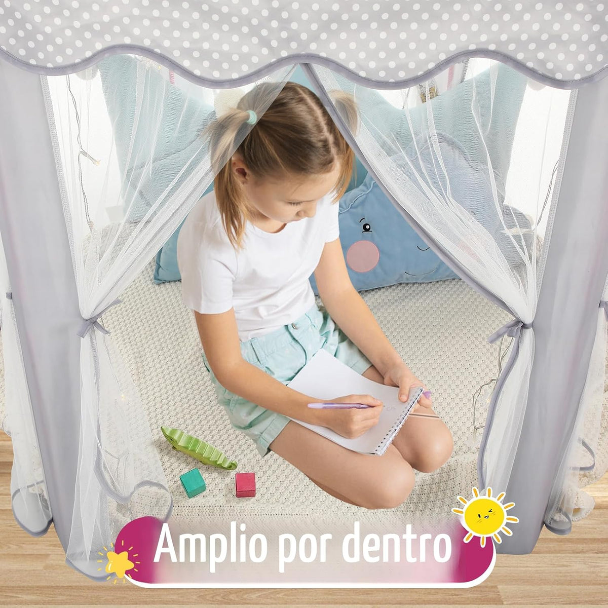 Monobeach Tienda de campaña de princesa para niñas, casa de juegos...
