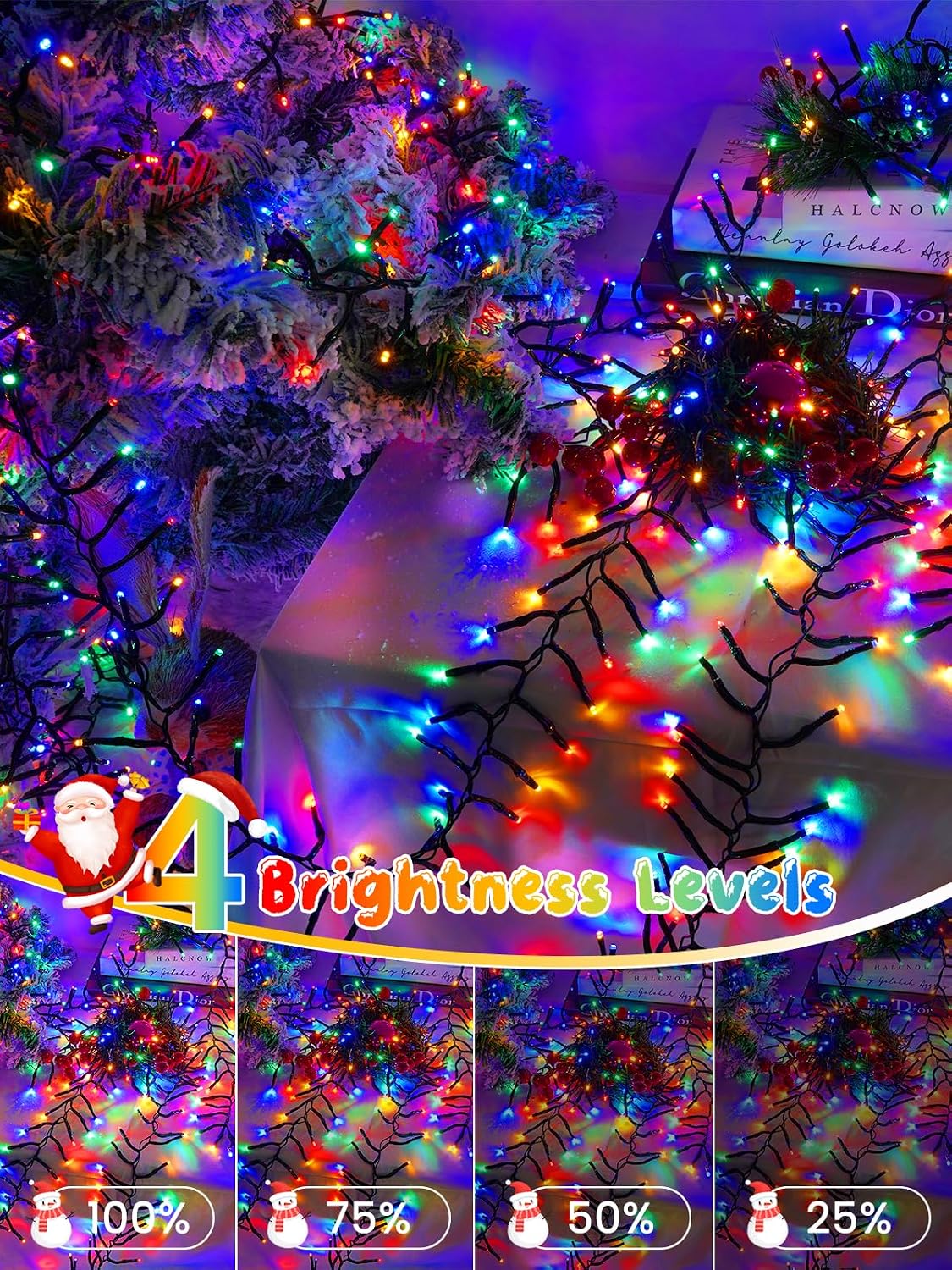 Luces de racimo de Navidad de 100 pies, 2000 luces LED con control...