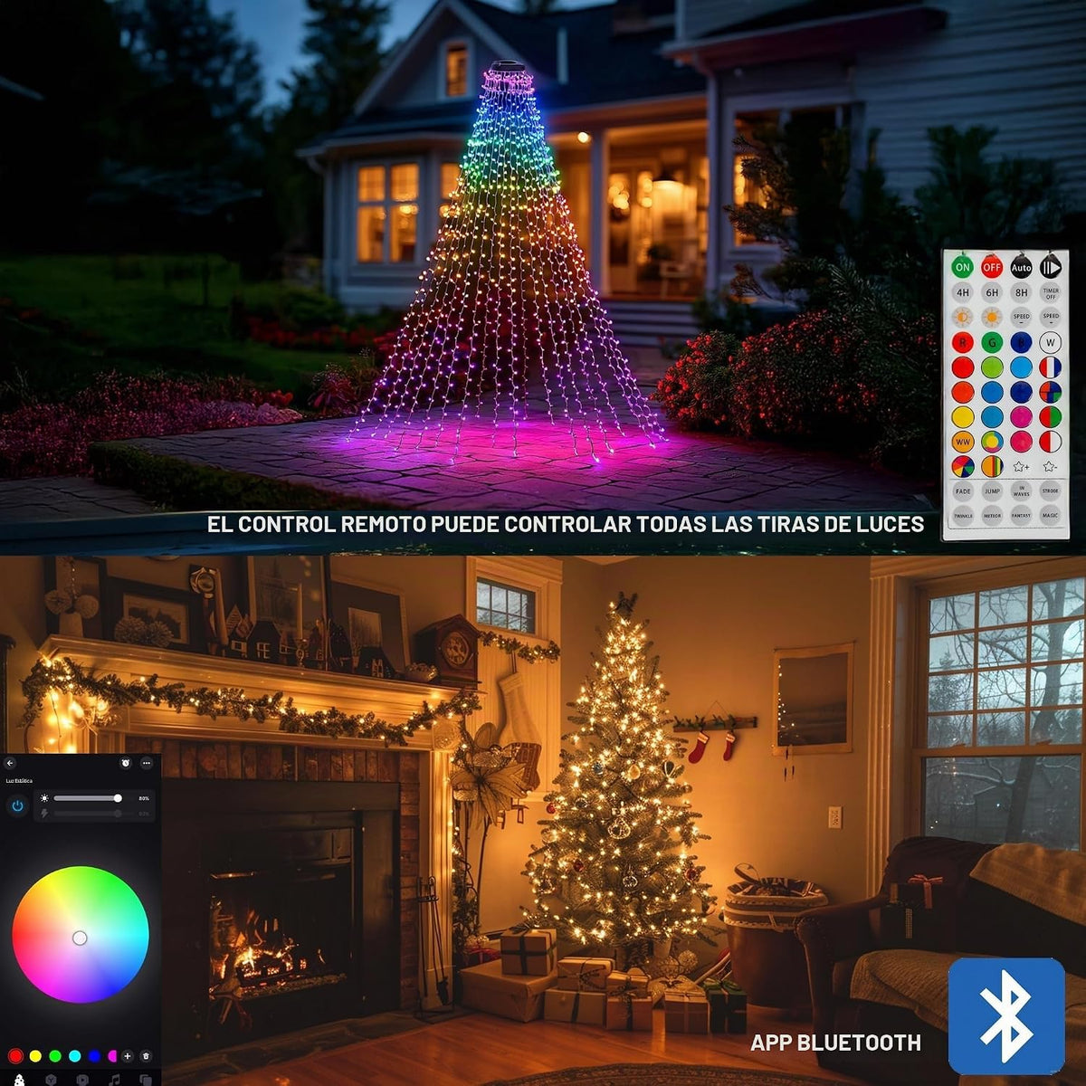Dazzle Bright Luces inteligentes para árbol de Navidad, 448 luces L...