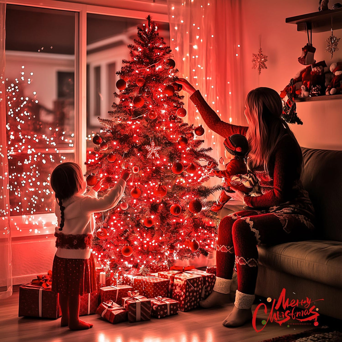 JMEXSUSS 400 luces LED rojas de Navidad, cadena de luces de 132 pie...