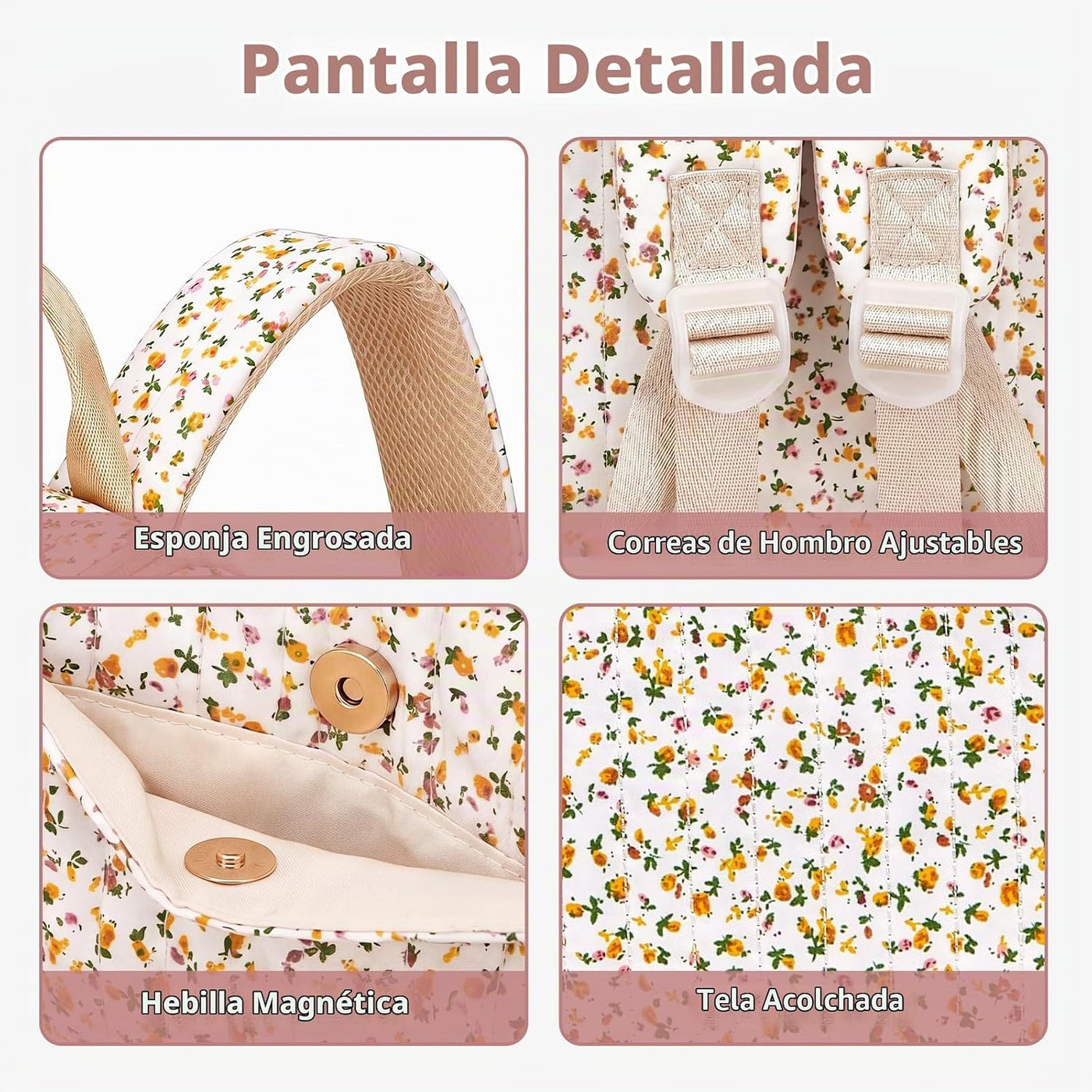 YESFIXS Mochila acolchada para pañales, mochila grande con estampad...